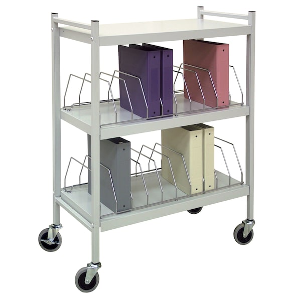 Std Vertical Open Chart Rack 3 Shelves 20 Binder Capacity in Light Gra